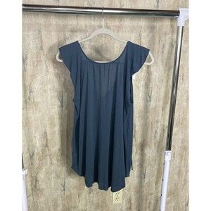 LOFT Cornflower Blue Knit Flutter Sleeve Top Tie Back Pullover Women Sz Small